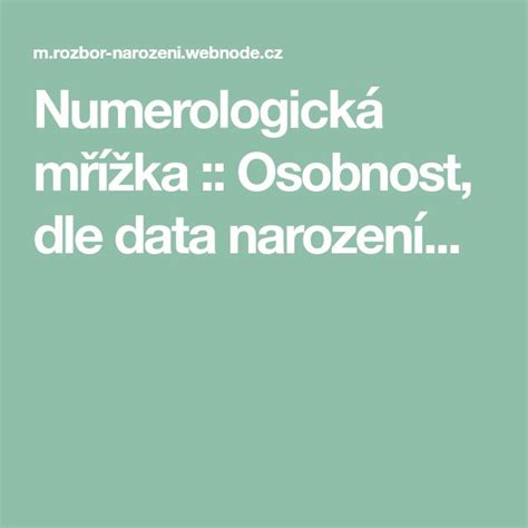 Rozbor data narození (numerologická mřízka) 